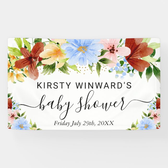 Rot-Gelb-Blumen-Blumen-Baby-Dusche Empfang Banner (Horizontal)