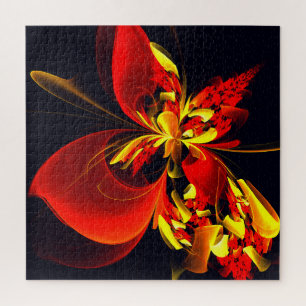 Rot-Gelb-Blüte Modernes abstraktes Kunstmuster #10
