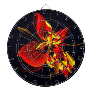 Rot-Gelb-Blüte Modernes abstraktes Kunstmuster #10 Dartscheibe