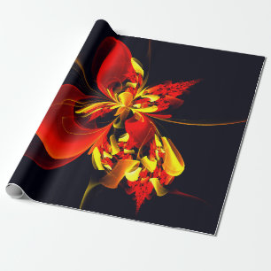 Rot-Gelb-Blüte Modernes abstraktes Kunstmuster #10 Geschenkpapier