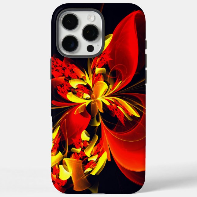 Rot-Gelb-Blüte Modernes abstraktes Kunstmuster #10 iPhone 16 Pro Max Hülle (Rückseite)