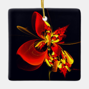 Rot-Gelb-Blüte Modernes abstraktes Kunstmuster #10 Keramikornament