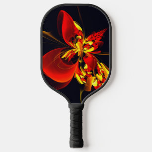 Rot-Gelb-Blüte Modernes abstraktes Kunstmuster #10 Pickleball Schläger