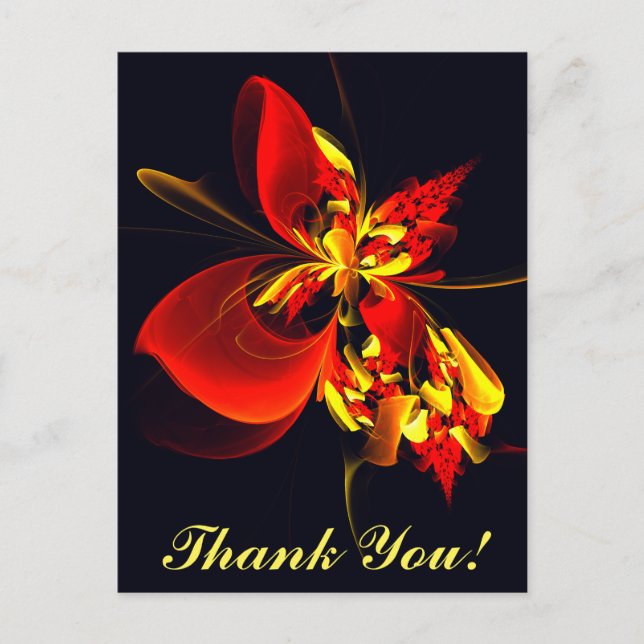 Rot-Gelb-Blüte Modernes abstraktes Kunstmuster #10 Postkarte (Vorderseite)