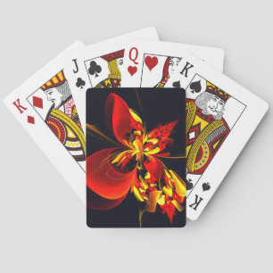 Rot-Gelb-Blüte Modernes abstraktes Kunstmuster #10 Spielkarten