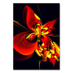 Rot-Gelb-Blüte Modernes abstraktes Kunstmuster #10 Tischnummer