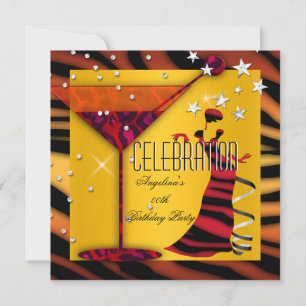 Rot Gelb Gold Zebra Glas Dekoration Damen Party Einladung
