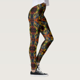Rot-Gelb-Grün auf dunklem, Flower-Shredded-Papier? Leggings