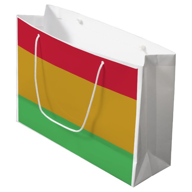 Rot-gelb-grün Jungsteinzeit Farben Große Geschenktüte (Vorderseite Schrägansicht)
