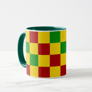 Rot Gelb Grün Kariertes Musterdesign  Tasse