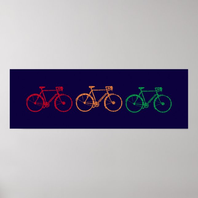 Rot-Gelb-grüne Fahrräder Poster (Vorne)