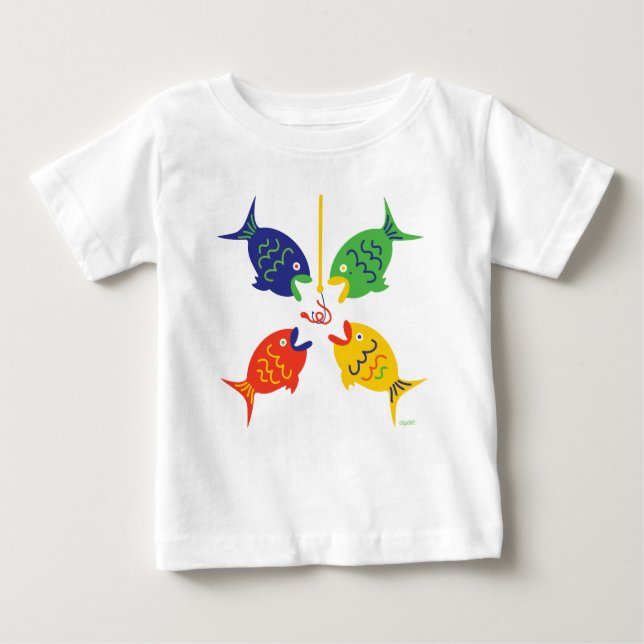 Rot-Gelb-Grüne Fischerei II Baby T-shirt (Vorderseite)