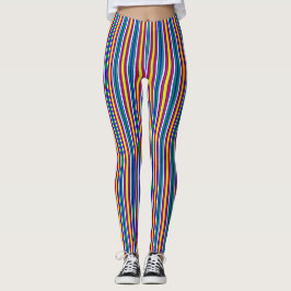 Rot-gelb-grüne vertikale Streifen Leggings