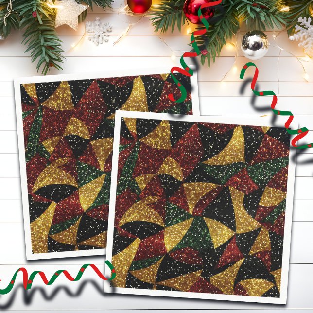 Rot-Gelb-grüne Wellen des festlichen Glitzer Serviette (Von Creator hochgeladen)