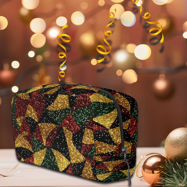 Rot-Gelb-grüne Wellen des festlichen Glitzer Waschbeutel (Von Creator hochgeladen)