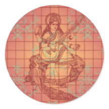 Rot-Gelb-Hinterling Goddess Saraswati Wisdom Indie