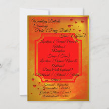 Rot & Gelb Hochzeitsdetails Karte | Traditionell 