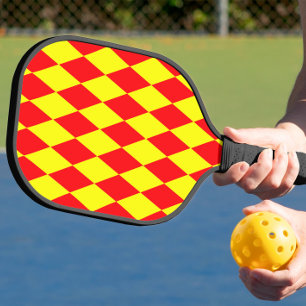 Rot-gelb kariertes Harlekin-Design Pickleball Schläger