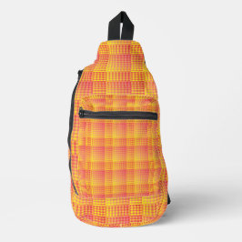Rot Gelb Karo abstraktes Muster Crossbody Bag