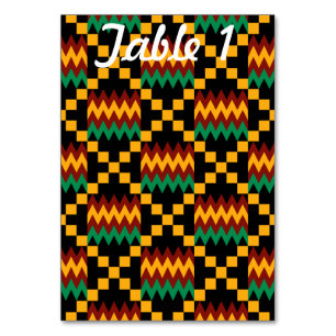 Rot-Gelb-Kente Hochzeitsempfehlung Tischnummer