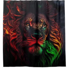 Rot-Gelb-Löwe 01 Duschvorhang
