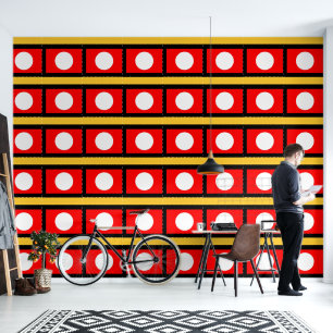 Rot-Gelb-Polka-Pegel und TASCHEN-Tapete Tapete