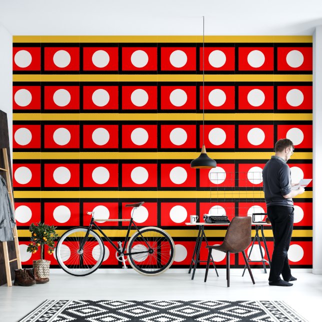 Rot-Gelb-Polka-Pegel und TASCHEN-Tapete Tapete (Wohnbereich)