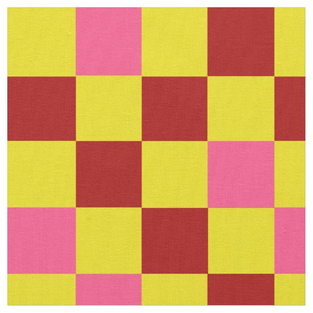 Rot Gelb Rosa Karomuster Design  Stoff (Nahaufnahme)
