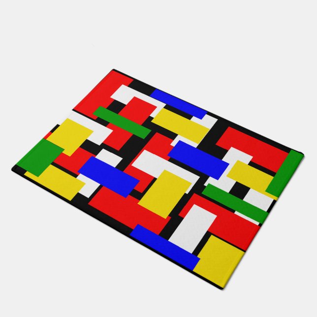 Rot, Gelb, Schwarz, Blau und Grün Fußmatte (Schrägansicht)