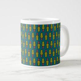 Rot, Gelb, Schwarz, Stammes auf Aquamarin; Jumbo-T Jumbo-Tasse