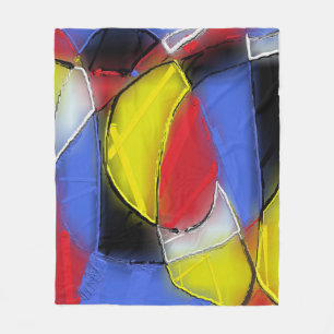 Rot, Gelb, Schwarz und Blau Fleecedecke