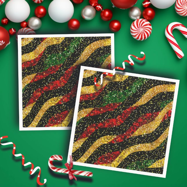Rot-Gelb-Schwarze Wellen des festlichen Glitzer Serviette (Von Creator hochgeladen)