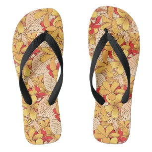 Rot-Gelb-tropisches Muster Flip Flops