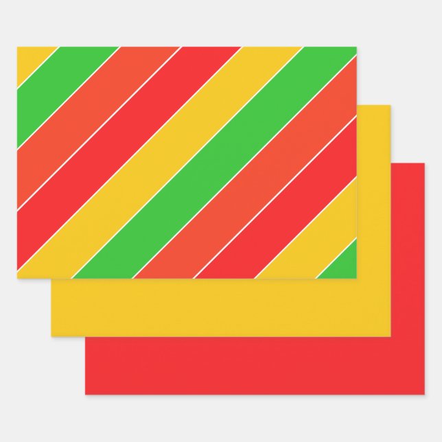 Rot, Gelb und Kalkgrün Geschenkpapier Set (Set)