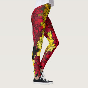 Rot, gelb und Schatten der Goldminikästen Leggings