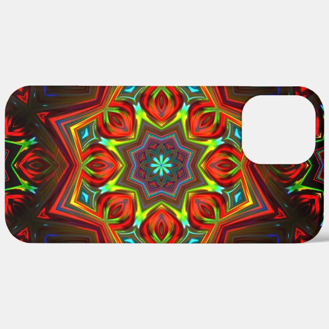 Rot gelb verdreht acht-spitzen Sternenkaleidoscope Case-Mate iPhone Hülle (Hinten (horizontal))
