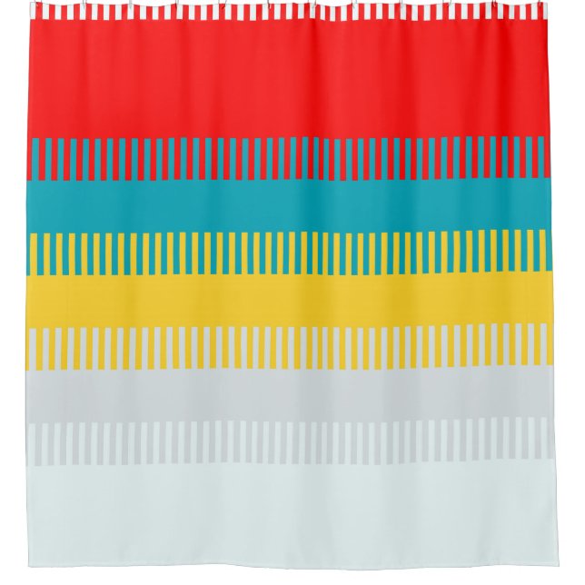 Rot-Gelb-Weiß-Grau Abstraktes einzigartiges Muster Duschvorhang (Vorderseite)