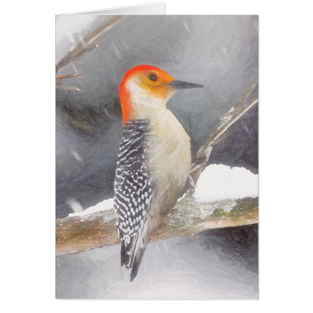 Rot-Gelb Woodpecker Malerei Original Vogelkunst (Vorne)