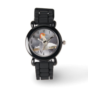 Rot-Gelb Woodpecker Malerei Original Vogelkunst Armbanduhr