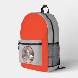 Rot-Gelb Woodpecker Malerei Original Vogelkunst Bedruckter Rucksack