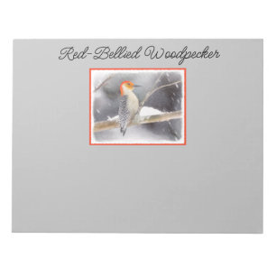 Rot-Gelb Woodpecker Malerei Original Vogelkunst Notizblock