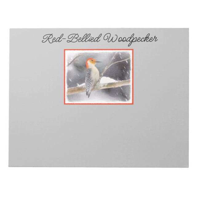 Rot-Gelb Woodpecker Malerei Original Vogelkunst Notizblock (Vorderseite)