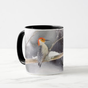 Rot-Gelb Woodpecker Malerei Original Vogelkunst Tasse