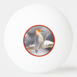 Rot-Gelb Woodpecker Malerei Original Vogelkunst Tischtennisball