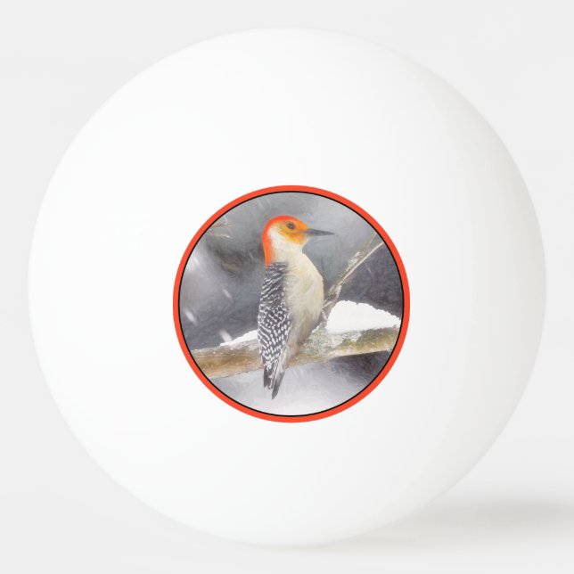Rot-Gelb Woodpecker Malerei Original Vogelkunst Tischtennisball (Vorderseite)