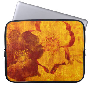Rot-gelbe Blume grunge digitale Grafik Laptopschutzhülle