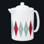 Rot gelbe Stangen mit Diamanten Retro MCM<br><div class="desc">Dieses fabelhafte,  moderne Teekanne aus der Mitte des Jahrhunderts besticht durch blaue und rote Diamanten mit cremefarbenen Sternen. Es ist eine tolle Möglichkeit,  Ihrer Küche etwas Spaß zu machen!</div>