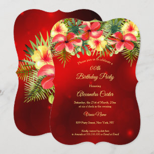 Rot-gelber Hibiskus Tropisches Party Einladung