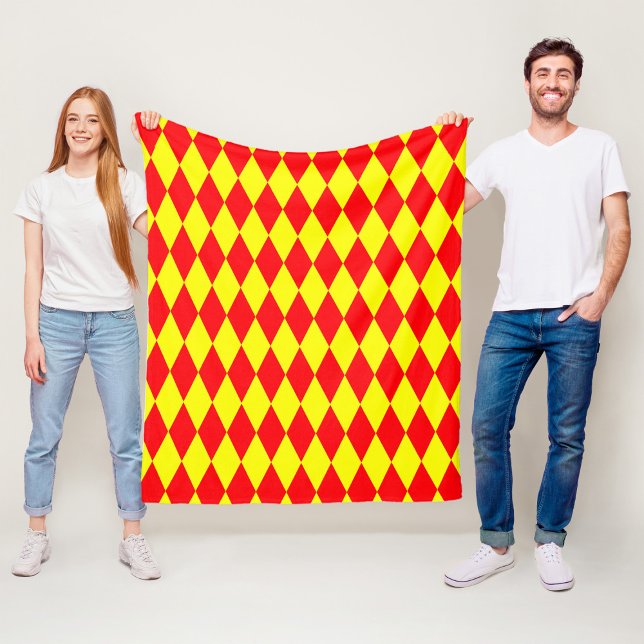 Rot-gelbes Harlekin-Karomuster-Design  Fleecedecke (Von Creator hochgeladen)
