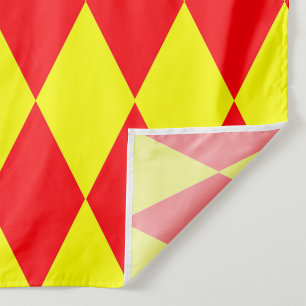 Rot-gelbes Harlekin-Karomuster-Design Stoff